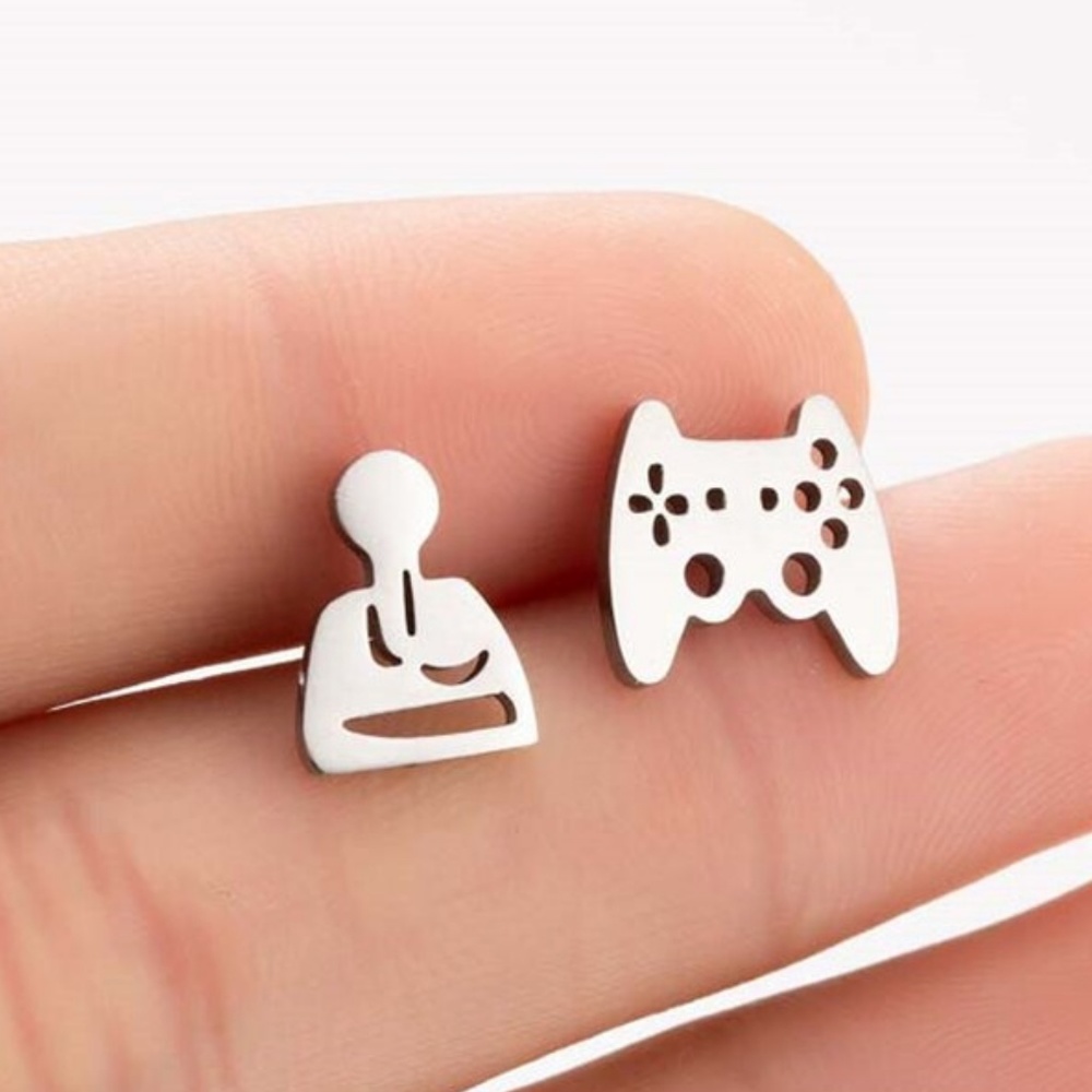 Silver Gamer PS4 Joystick Earrings